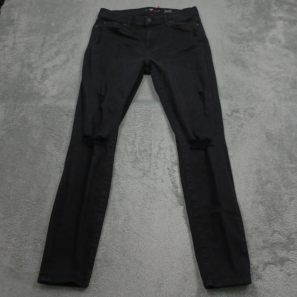 7 For All Mankind Jeans Womens 29 Black Denim Gwenevere Casual Preppy Distressed